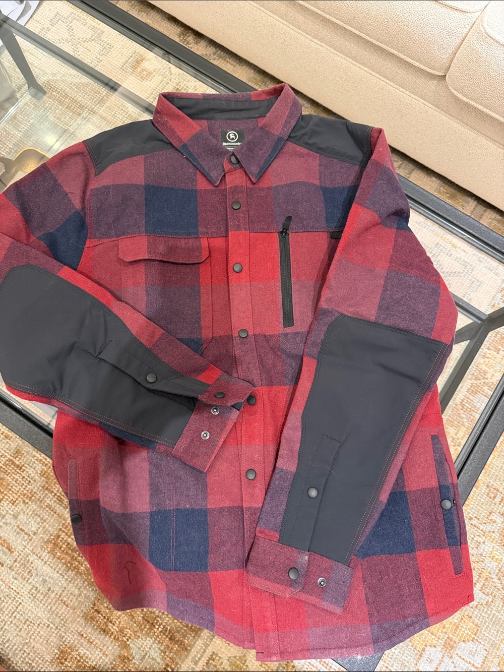 Backcountry combo wool and synthetic insulation shirt jacket.